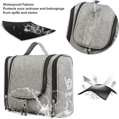 Bago Travel Toiletry Bag for Women and Men - Large Waterproof Hanging Large Toiletry Bag for Bathroom and Travel Bag for Toiletries Organizer - Makeup Bag (SnowGray)