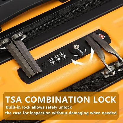TydeCkare 20 Inch Carry On Luggage with Front Pocket, 21.65 * 15.35 * 7.87" Suitable for Airplane Overhead Bin, 34L Lightweight PC+ABS Hardshell with YKK Zipper, TSA Lock Approved, Orange