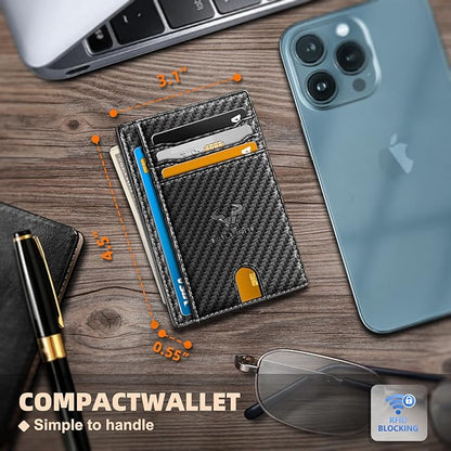 BULLIANT Slim Wallet, Skinny Minimal Thin Front Pocket Wallet Card Holder For Men 7Cards 3.15"x4.5",Gift-Boxed