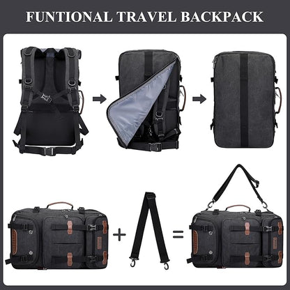 WITZMAN Travel Backpack for Men 40L Large Carry-on Airline Approved Convertible 3 in 1 laptop Bags Fit 17 inch(A8013 Black)