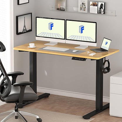 FLEXISPOT EN1 One-Piece Standing Desk with 1-Inch Thick Desktop, 60"x24" Electric Height Adjustable Desk for Home Office & Multi-Device Workstations, Maple