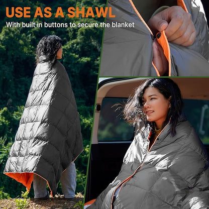 Down Puffy Blanket 80"x87", Light Gray