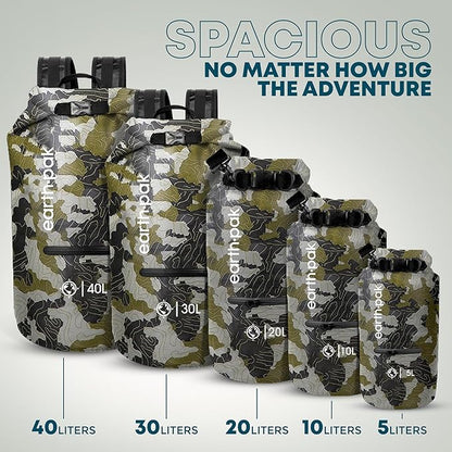 Earth Pak Waterproof Dry Bag with Zippered Pocket - Waterproof Dry Bag Backpack Keeps Gear Dry