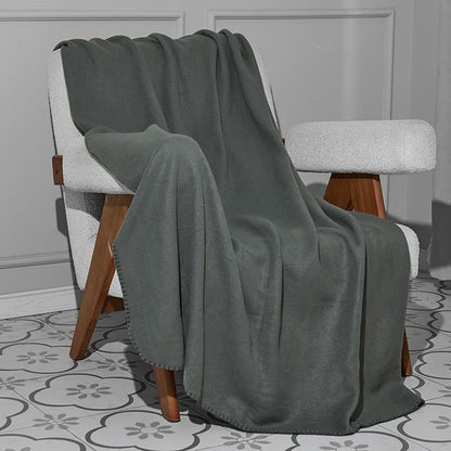 CAI TENG Fleece Blankets Bulk 6 Pack Throw Blankets for Couch Bed 50x60 inch Kids Blanket Warm Soft Cozy Travel Blankets Lightweight Pet-Friendly Small Throws Camping Gifts Green-Grey