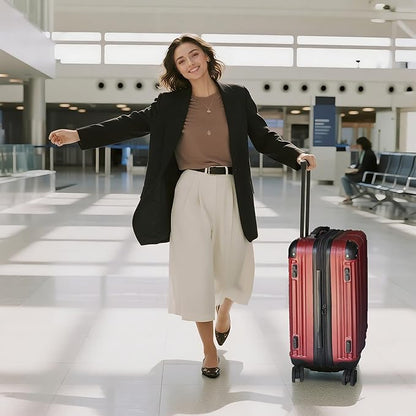 OUZZO 3 Piece Luggage Sets Hardshell Expandable Suitcases Sets with Double Spinner Wheels Lightweight ABS+PC Checked Luggage with TSA Lock for Women Men Family Trips