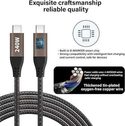 455W GaN5 7-Port Slim Design Charging Station + 240W 6.6 ft Data Cable, Compatible with Phones, Tablets, Laptops, Smart Wearables, and Gaming Devices