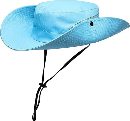 Womens Summer Sun Hat Beach Hat Wide Brim Outdoor UV Protection Hat Foldable Cool Mesh Ponytail Bucket Hat