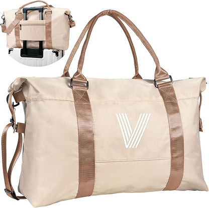 Teen Girl Things, Preppy Things Travel Duffel Bag, Gym Bag, Personalized Weekender Bag，Monogram Overnight Bag Daughter Gifts College Girls Gifts Birthday Gifts for Girls (Letter V)