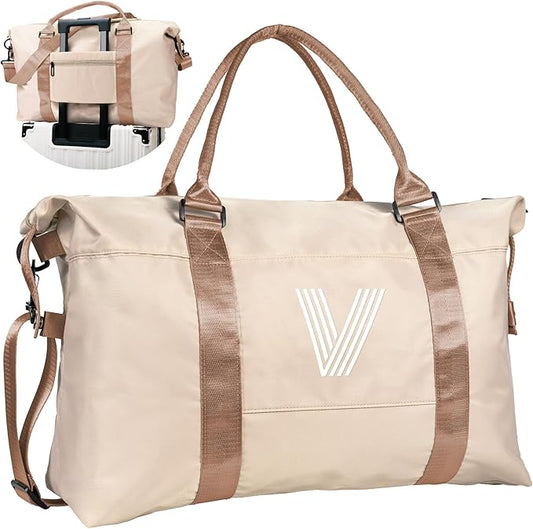 Teen Girl Things, Preppy Things Travel Duffel Bag, Gym Bag, Personalized Weekender Bag，Monogram Overnight Bag Daughter Gifts College Girls Gifts Birthday Gifts for Girls (Letter V)