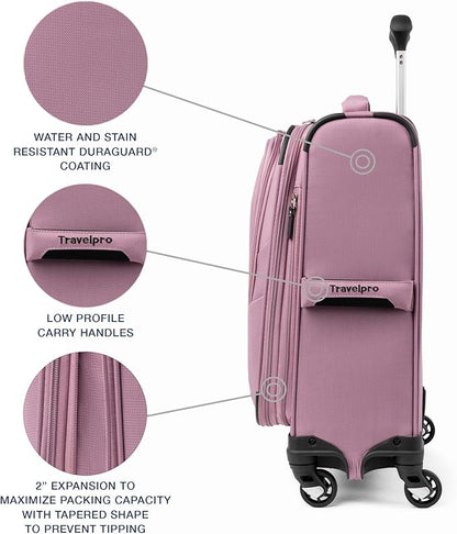 Travelpro Maxlite 5 Softside Expandable Luggage with 4 Spinner Wheels, Lightweight Suitcase, Men and Women, International, Orchid Pink Purple, Carry-on 19-Inch