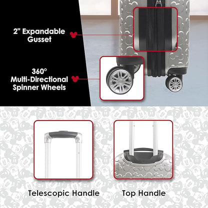 FUL Disney Minnie Mouse 22 Inch Carry On Rolling Luggage, Hardshell Suitcase with Spinner Wheels, Gray