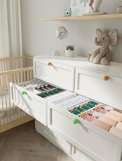 Drawer Organizer Set for Baby Clothes, Nursery Dresser Storage, Closet Dividers for Socks, Underwear, Bra (Grey, 12 pcs)