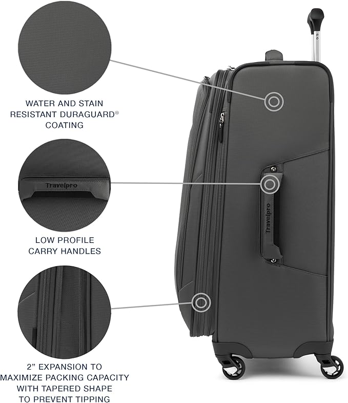 Travelpro Maxlite 5 Softside Expandable Luggage with 4 Spinner Wheels, Lightweight Suitcase, Men and Women, Shadow Grey, 2-Piece Set (21/29)