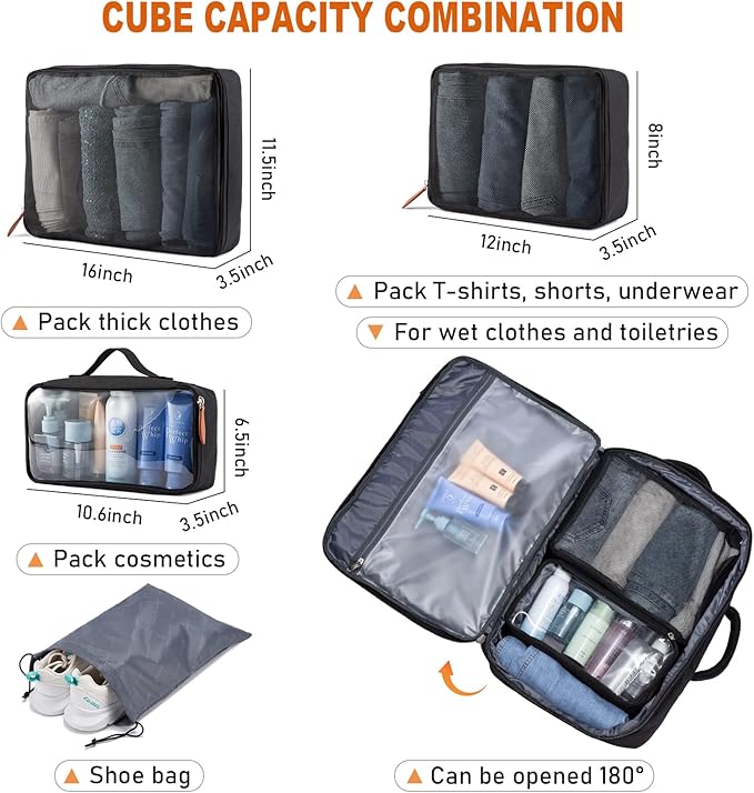 LOVEVOOK Carry on Backpack, 40L Travel Backpack for Women Men Airline Approved, Expandable Large Suitcase Backpacks With 4 Packing Cubes, Aer Travel Pack 3, Water Resistant Weekender Bag