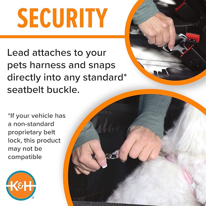 K&H Pet Products Buckle N Go Dog Car Seat for Large Dogs, Waterproof Fabric, Breathable Mesh Sides, Adjustable Seat Belt Leash, Carseat for Medium to Large Pets, Car Seat Cover - 21 X 19 X 19in