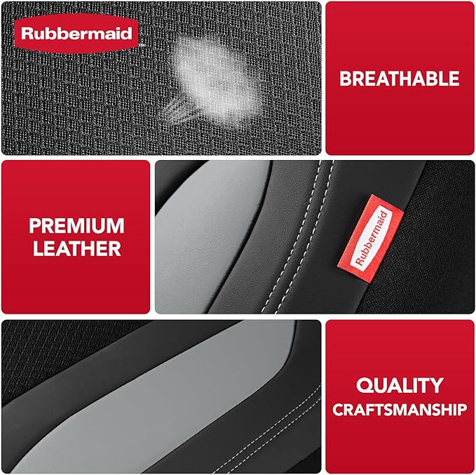 Rubbermaid Leather Mesh Car Seat Covers, Breathable Air Mesh Front Seat Cover, Universal Fit Slip-on Design, Airbag Compatible, Automotive Seat Protector for Most Cars, SUVs, Trucks, Vans-Gray
