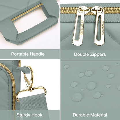 MOSISO Vertical Laptop Shoulder Bag,Computer Bag,Rhombus Quilted Messenger Bag with Front Pocket&Handle&Belt