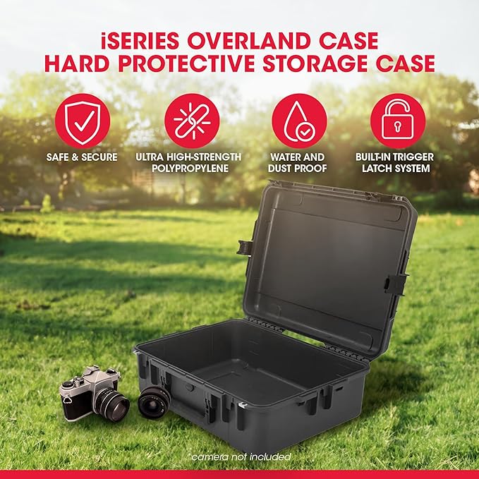 SKB Hard Protective Storage Case, Foam, Wheels for Equipment, iSeries 22" x 17" x 8", Dark Gray