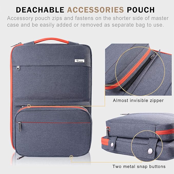 Voova Laptop Sleeve Case 13 14 Inch Compatible with MacBook Air 13 M2/M3/M4, MacBook Pro 13/14,13.5”Surface Laptop 4/5,Chromebook 14,2 in 1 Waterproof Computer Bag with Detachable Accessory Pouch