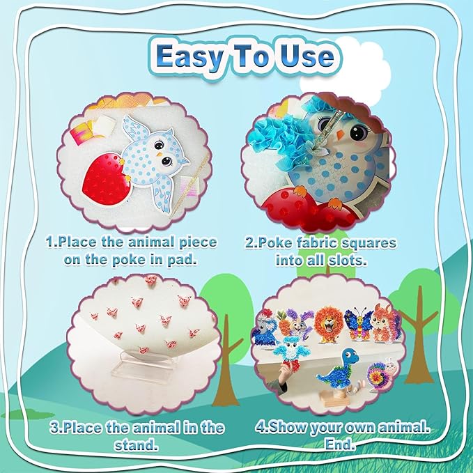 JRD&BS WINL Poke A Dot Art Kit - Magical Animals Theme No-Mess DIY Craft for Kids Mess-Free Fun for Kids, DIY Wood Craft Kits, Creative Activity, Christmas Gifts for Girls & Boys Ages 4