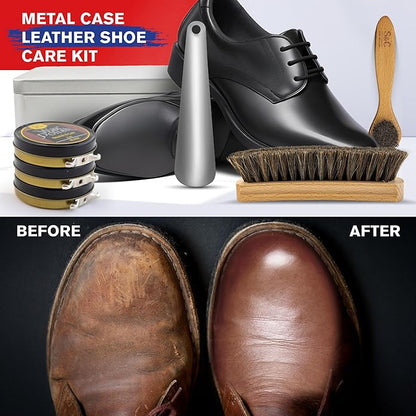 Stone and Clark Leather Shoe Shine Kit - 13 PCS Shoe Polish Kit for Complete Leather Boot Care, Compact & Travel Friendly