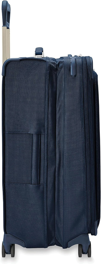 Briggs & Riley 29" Large Expandable Spinner - Checked Luggage for Travel, Suitcases with Wheels, Softside Rolling Bag for Men & Women, Self-Repairing Zipper - Baseline Collection, Navy