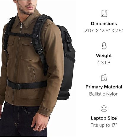 TUMI - Alpha Bravo Expedition Flap Backpack - Large Carry On Backpack - 21.0" X 12.5" X 7.5" - Fits up to 17" Laptop - Black