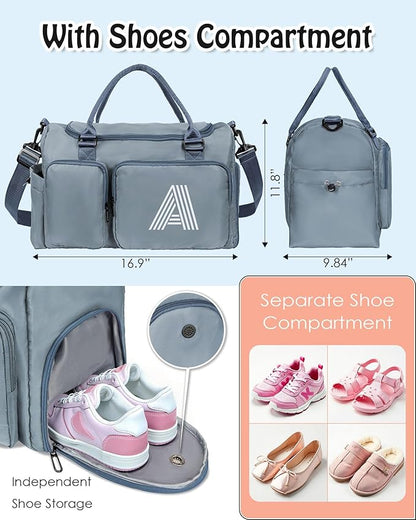 Girls Gifts for Girls Boys, Initial Travel Duffle Bag, Sports Gym Bag, Personalized Weekender Bag with Shoulder Strap, Monogram Overnight Bag for Women, Gifts for Friends Female women