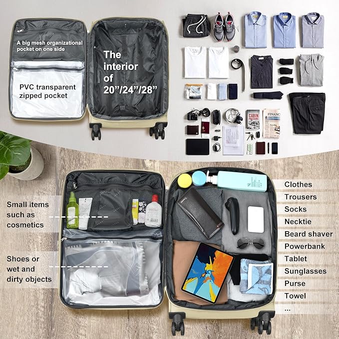 Verdi Softside Expandable 24 Inch Luggage with Spinner Wheels Lightweight Suitcase (Khaki, Checked-Large 24-Inch)