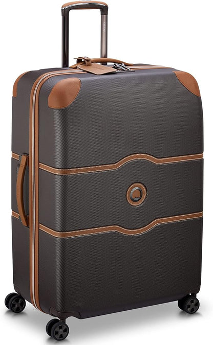 DELSEY PARIS Chatelet Air 2.0 Hardside Luggage with Spinner Wheels, Chocolate Brown, Checked-Large 28 Inch