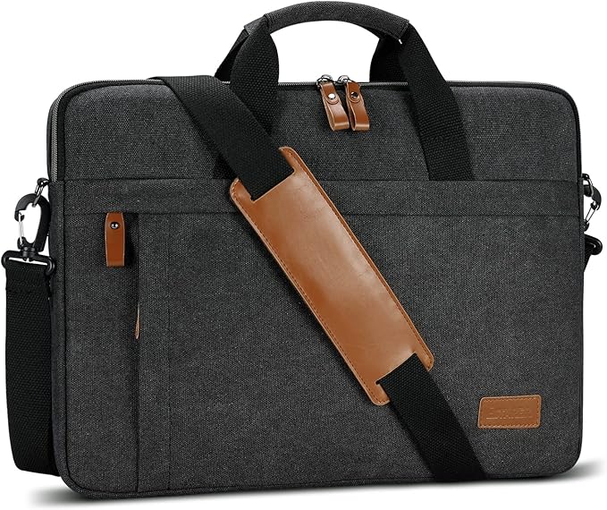 ESTARER Laptop Bag 17-17.3 Inch, Computer Bags for Men Water-resistant Canvas Laptop Case Slim Laptop Sleeve Fits Hp/Dell/Asus/Lenovo/Acer, Dark Grey