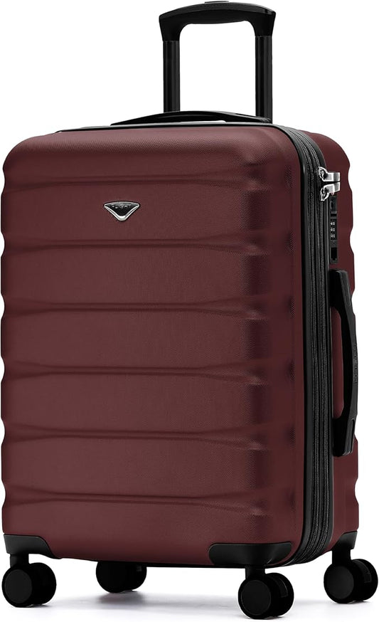 Flight Knight 24x16x10 Expandable Carry On Suitcase Hardside TSA Lock USB C Lightweight Luggage Silent Double Spinner Wheels Maximum Overhead Carry-On Bag For Virgin & South West Approved Airlines