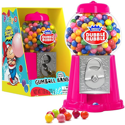 8.5" Coin-Operated Gumball Machine Bank with 85 Gumballs - Pink Candy Dispenser Toy for Kids