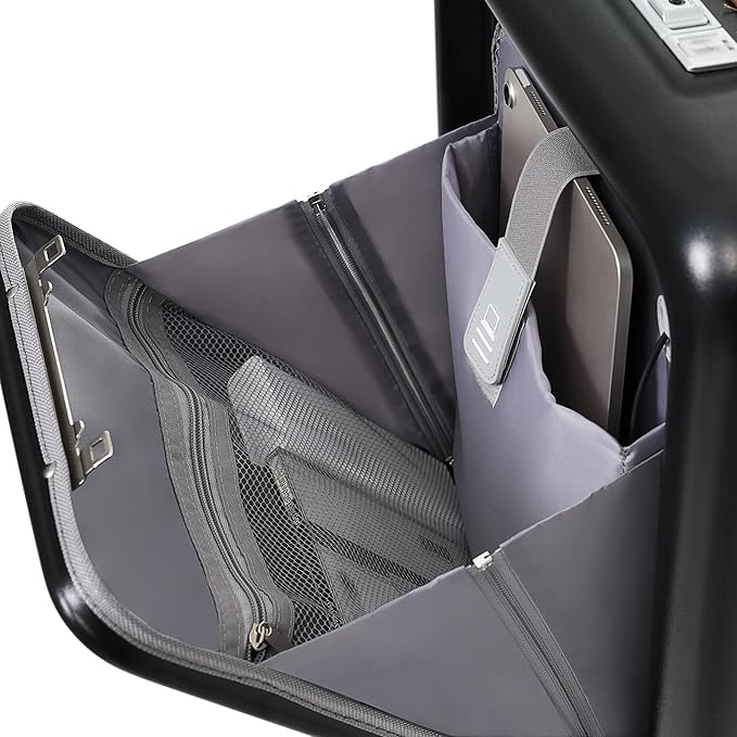 Luggage with Cup Holder and USB Port Carry On Luggage with Cosmetic Carry On Bag