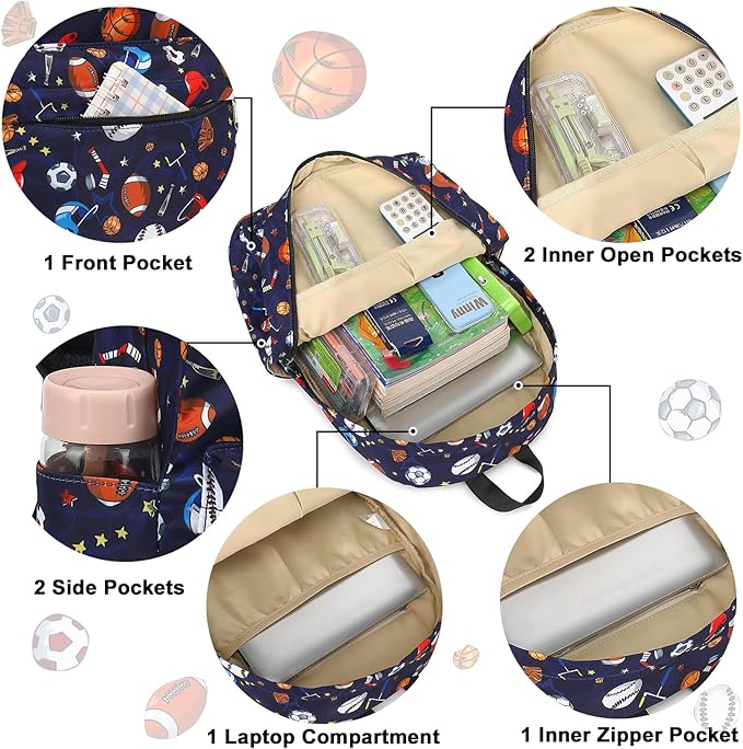 CAMTOP Backpack for Kids, Boys Girls Preschool Backpacks with Lunch Box Toddler Kindergarten School Bookbag Set