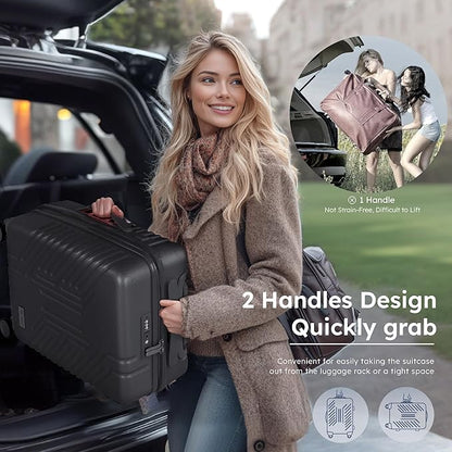 20-inch Carry On Luggage Airline Approved - PC+ABS Lightweight Suitcase with Built-in TSA Lock，Hard-shell Durable Rolling Luggage with USB Port