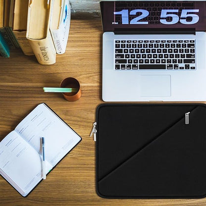 13.3 inch Laptop Sleeve Case Compatible with 13.3 inch Notebook, Traveling Computer Bag Compatible with MacBook Pro 14 Inch, MacBook Air, Dell, HP, Lenovo, Laptop Cover with Pocket, Black