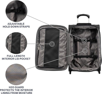 Travelpro Tourlite Softside 21" Expandable Luggage with 4 Spinner Wheels, Lightweight Suitcase, Carry-On, Black