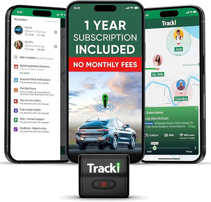 Tracki GPS Tracker for Vehicles, Car, Kids. Subscription Needed. US-Made Tech. 4G LTE GPS Tracking Device. Unlimited Distance, US & Worldwide. Small (Tracker) (Tracker 1 Year Subscription Incl.)