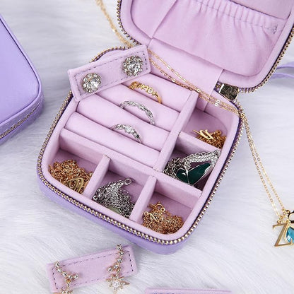 Angelina's Palace Personalized Jewelry Case with Name Engraved,Custom Leather Travel Jewelry Organizer Box for Rings,Earrings,Necklaces,Birthday Bridesmaid Gift For Women