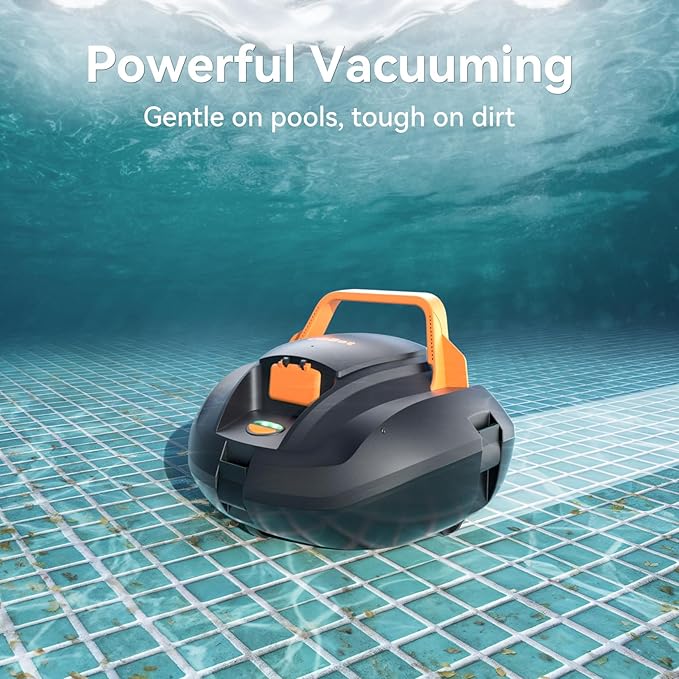 Upgrade Cordless Robotic Pool Vacuum for Above Ground Pool - Dual-Motor Automatic Pool Cleaner with 120Mins Runtime, Easy One-Button Operation for Flat In-Ground and Above Ground Pools