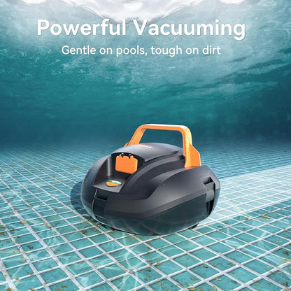 Upgrade Cordless Robotic Pool Vacuum for Above Ground Pool - Dual-Motor Automatic Pool Cleaner with 120Mins Runtime, Easy One-Button Operation for Flat In-Ground and Above Ground Pools