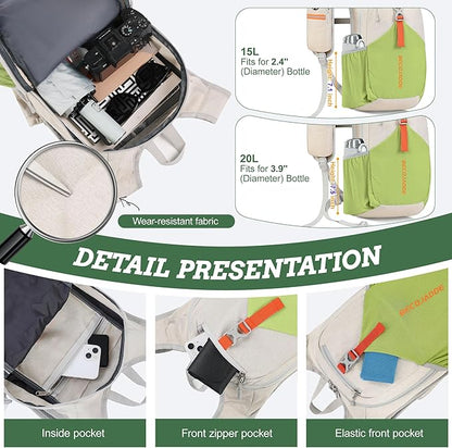 20L Small Hiking Backpack for Men Women Foldable Packable Back Pack Ultralight Hiking Daypack for Travel Camping Outdoor, Beige Green