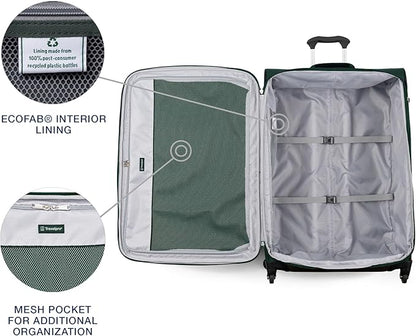 Travelpro Maxlite 5 Softside Expandable Luggage with 4 Spinner Wheels, Lightweight Suitcase, Men and Women, Forest Green, Checked-Large 29-Inch