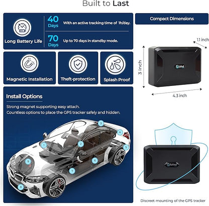 SALIND 11 4G GPS Tracker - Real-Time Tracker for Vehicles, Cars, Fleets, LTE Device w/Magnetic, US & Worldwide SIM Card Included, iOS/Android Compatible, Up to 70 Days Battery - Subscription Required