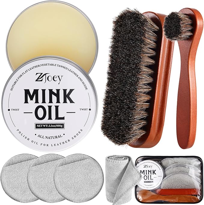 8 Pcs Mink Oil for Leather Shoes Boots 3.5 oz Leather Conditioner and Cleaner with Travel Bag Soften for Boots and Shoes Care(Style A)