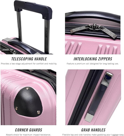Kenneth Cole REACTION Out of Bounds Lightweight Hardshell 4-Wheel Spinner Luggage, Blush, 28-Inch Checked