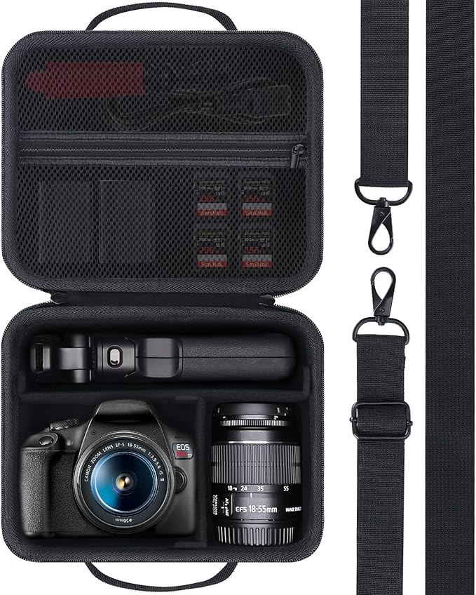 Storage Case Compatible with Canon EOS Rebel T7 / T7i / R100 / R50 / R5 / R6 Mark II / R7 / R8 / 90D / 5D Mark IV Camera