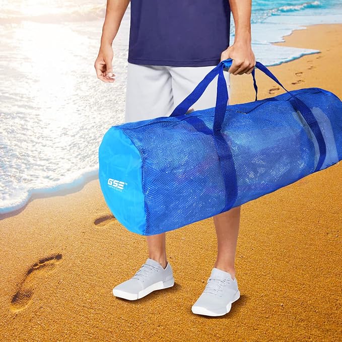 Blue Heavy-Duty Large Mesh Sports Duffle Bag, Dry Bag, Diving Equipment Scuba Bag with Zipper. Great for Gym Workout, Sport Balls Storage, Scuba Gear, Snorkeling, Water Sports and Travel