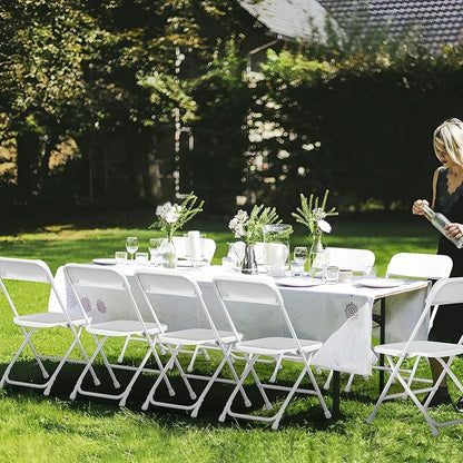 Folding Chairs 30 Pack,White Plastic Folding Chairs for Indoor Outdoor,Portable Stackable Commercial Seat with Steel Frame 350lb.Capacity for Party Events Wedding Dining Picnic Office(30 Pack)